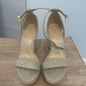 Michael Kors Wedges-Kimberly Glitter Chain-Mesh Wedge Sandal
